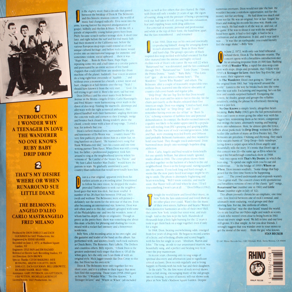 Vinyl - Sealed 12" LP - Dion & The Belmonts - Reunion: Live