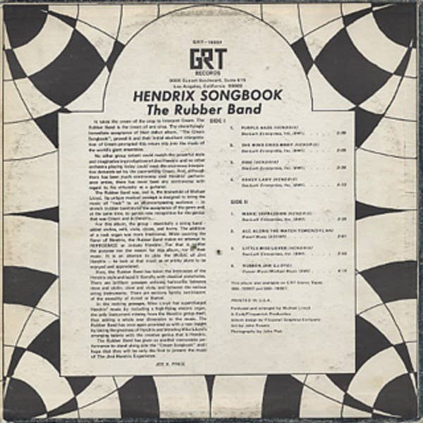 HENDRIX SONGBOOK The Rubber Band Vinyl Record Music